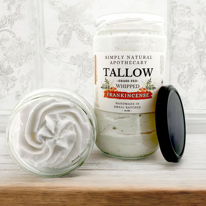 Tallow Balm, Whipped Grass-Fed Beef Tallow Moisturizer, Organic Hand Cream,  Frankincense 24 oz