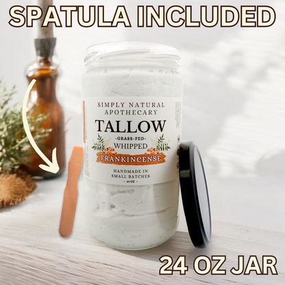 Tallow Balm, Whipped Grass-Fed Beef Tallow Moisturizer, Organic Hand Cream,  Frankincense 24 oz