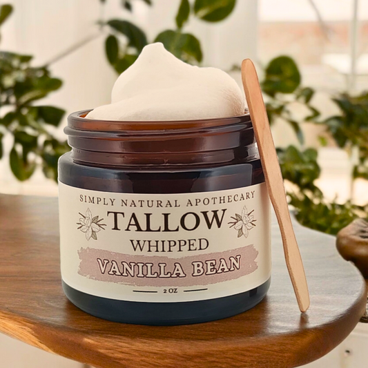 Tallow Balm, Whipped Grass-Fed Beef Tallow Moisturizer, Organic Hand Cream, Vanilla - 2 oz