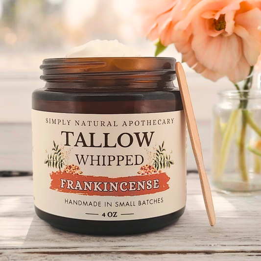 Tallow Balm, Whipped Grass-Fed Beef Tallow Moisturizer, Organic Hand Cream,  Frankincense 4 oz