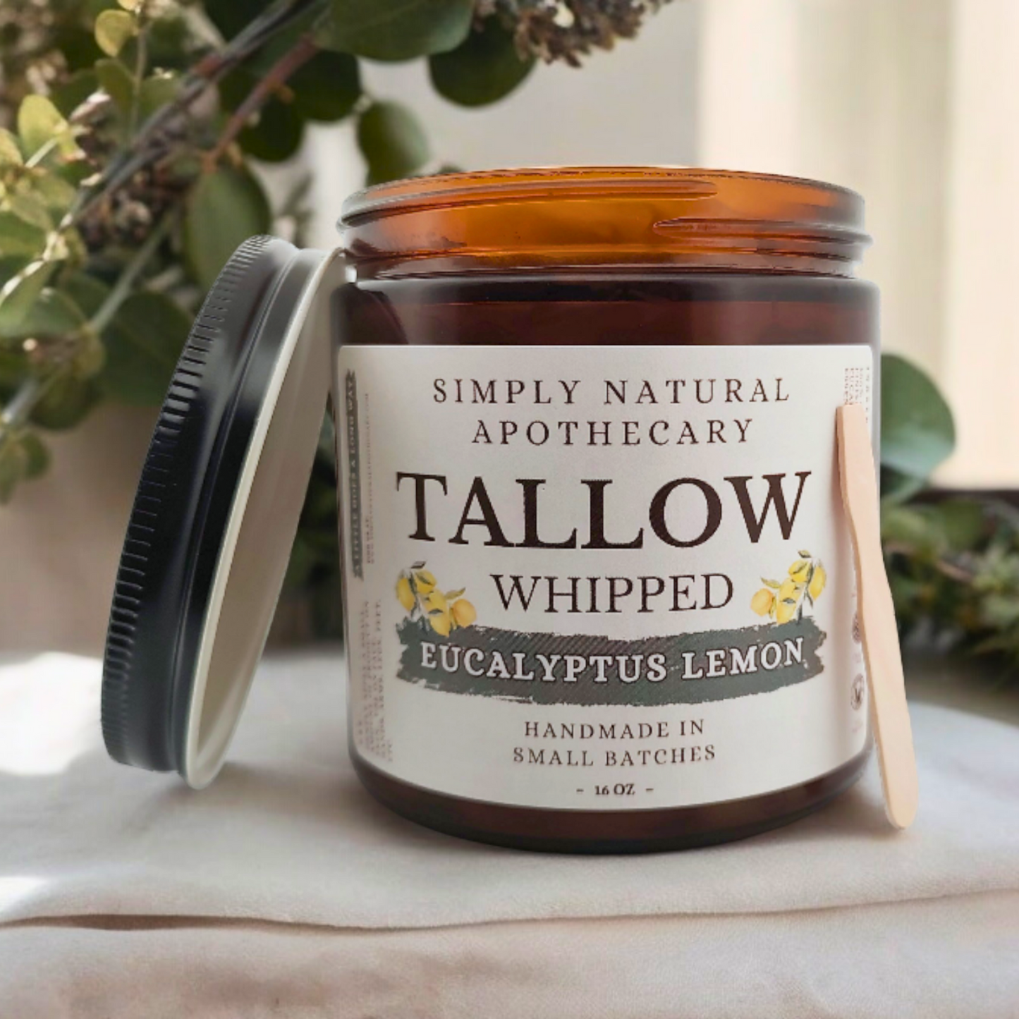 Whipped Tallow Moisturizer - Grass-Fed Beef Tallow - Eucalyptus Lemon - 16 oz