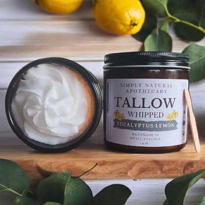 Whipped Tallow Moisturizer - Grass-Fed Beef Tallow - Eucalyptus Lemon - 16 oz