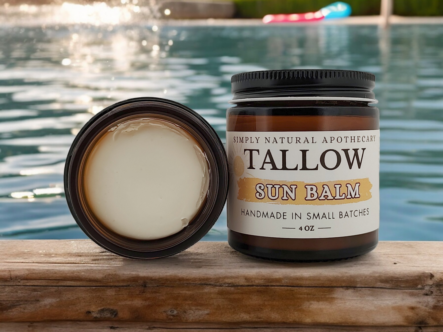 Tallow Mineral Sun Balm, Non-Nano Zinc Oxide - Non Toxic - Chemical Free - Natural Organic Sunscreen, Water Resistant Grass-Fed Beef Tallow Sunblock, 4oz