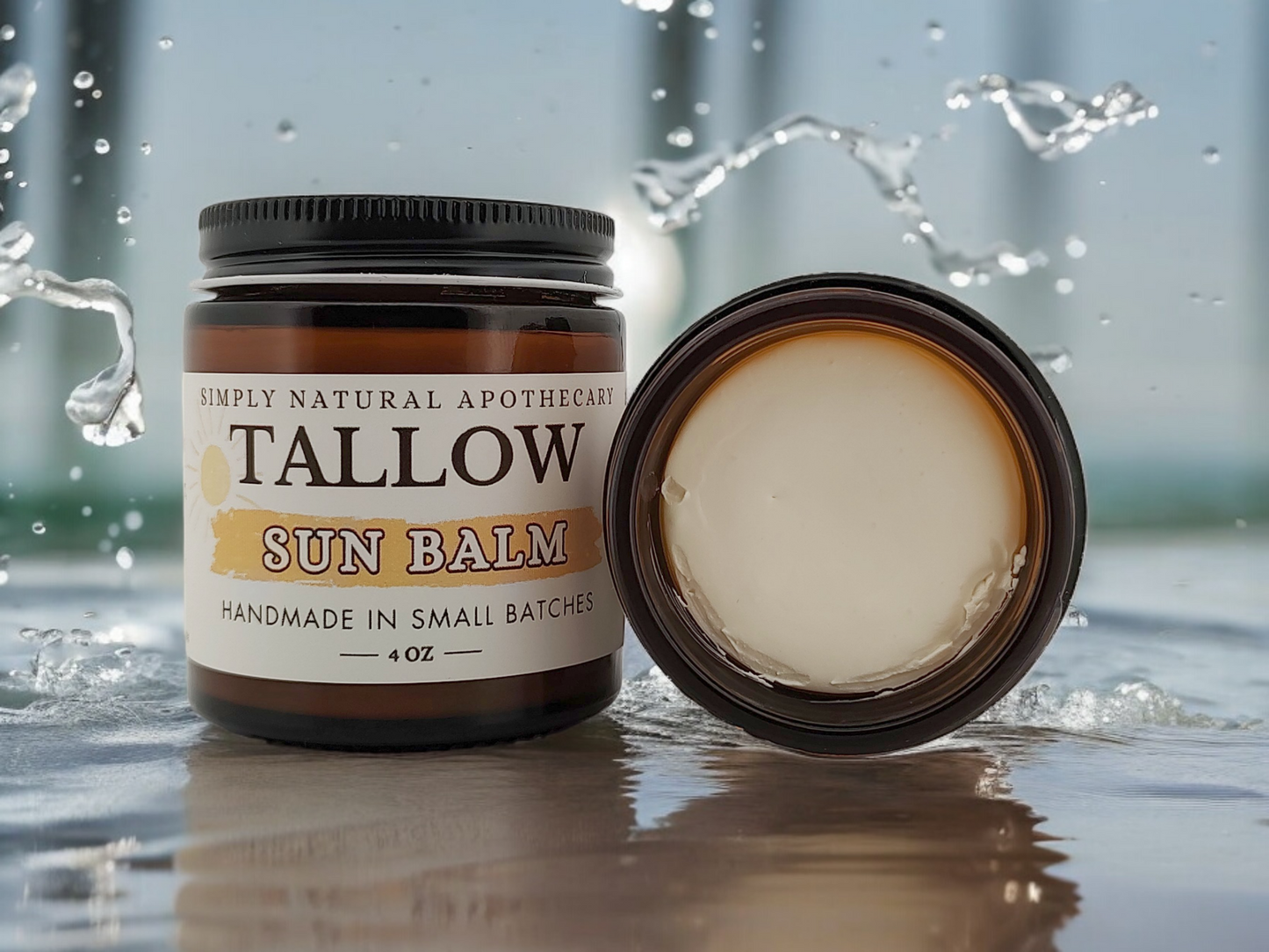 Tallow Mineral Sun Balm, Non-Nano Zinc Oxide - Non Toxic - Chemical Free - Natural Organic Sunscreen, Water Resistant Grass-Fed Beef Tallow Sunblock, 4oz