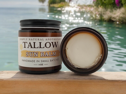 Tallow Mineral Sun Balm, Non-Nano Zinc Oxide - Non Toxic - Chemical Free - Natural Organic Sunscreen, Water Resistant Grass-Fed Beef Tallow Sunblock, 4oz