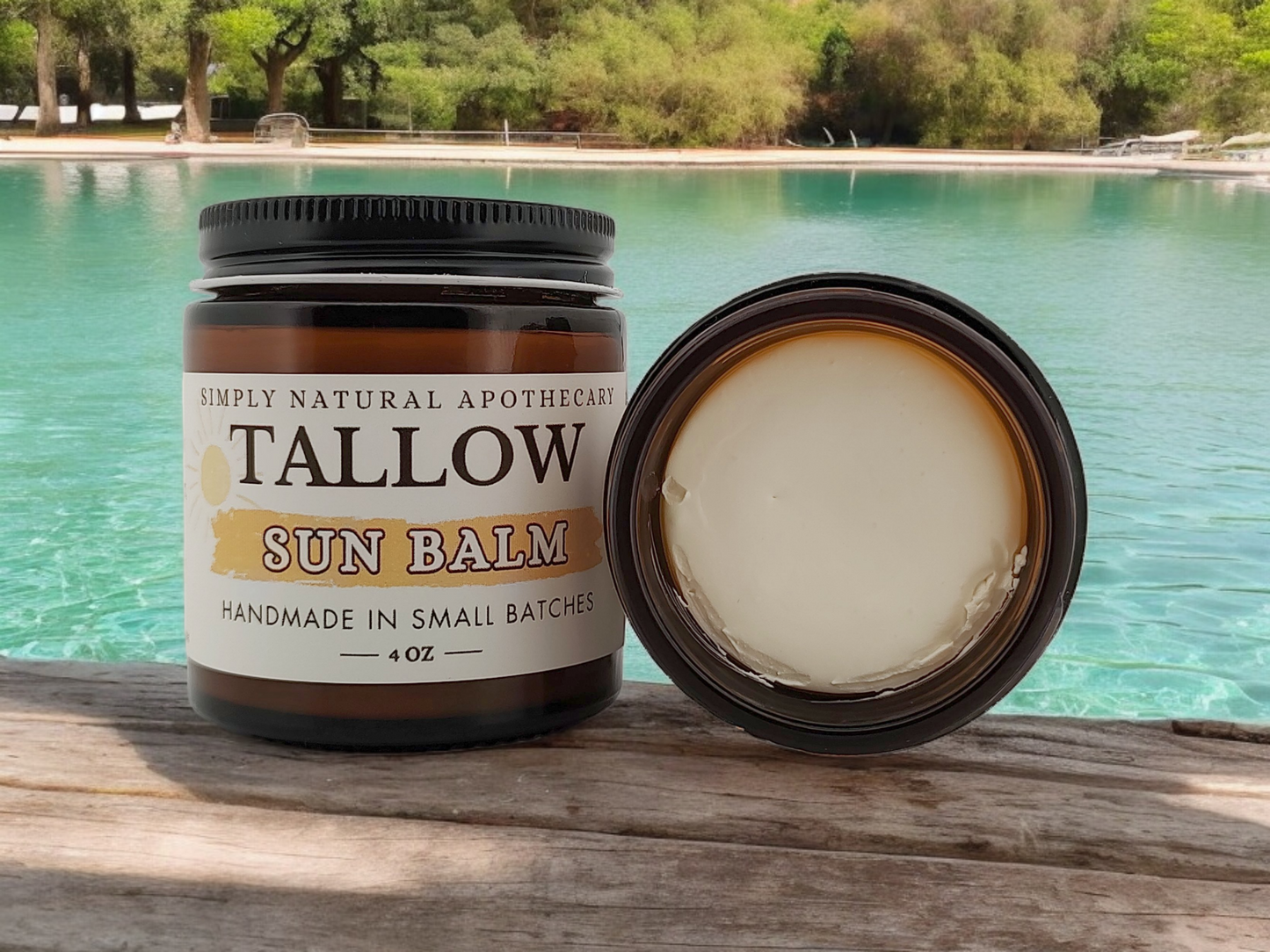 Tallow Mineral Sun Balm, Non-Nano Zinc Oxide - Non Toxic - Chemical Free - Natural Organic Sunscreen, Water Resistant Grass-Fed Beef Tallow Sunblock, 4oz