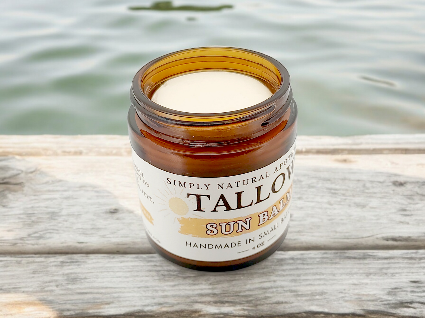 Tallow Mineral Sun Balm, Non-Nano Zinc Oxide - Non Toxic - Chemical Free - Natural Organic Sunscreen, Water Resistant Grass-Fed Beef Tallow Sunblock, 4oz