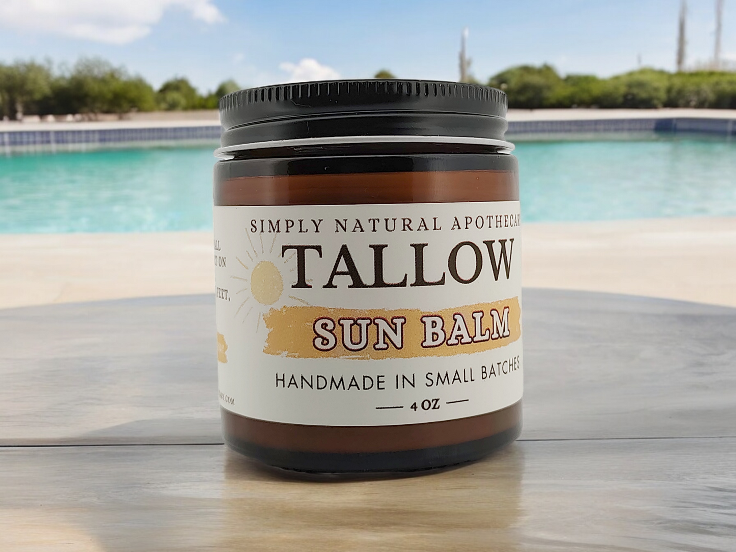 Tallow Mineral Sun Balm, Non-Nano Zinc Oxide - Non Toxic - Chemical Free - Natural Organic Sunscreen, Water Resistant Grass-Fed Beef Tallow Sunblock, 4oz