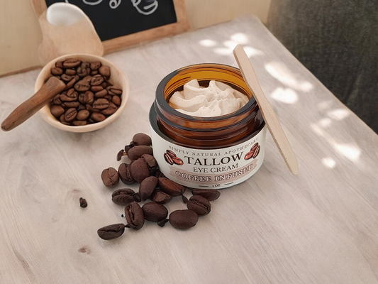 Tallow Coffee Infused Eye Cream, Caffeine Under Eye Face Cream, Grass-fed Beef Moisturizer, 1 oz