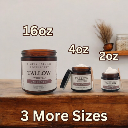 Tallow Balm, Whipped Grass-Fed Beef Tallow Moisturizer, Organic Hand Cream, Unscented - 4 oz