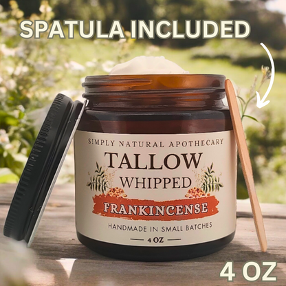 Tallow Balm, Whipped Grass-Fed Beef Tallow Moisturizer, Organic Hand Cream,  Frankincense 4 oz