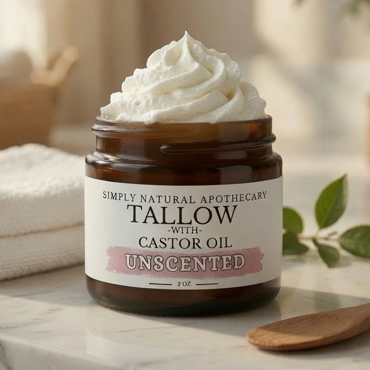 Tallow Face Cream + Body Cream w/ Castor Oil - Unscented