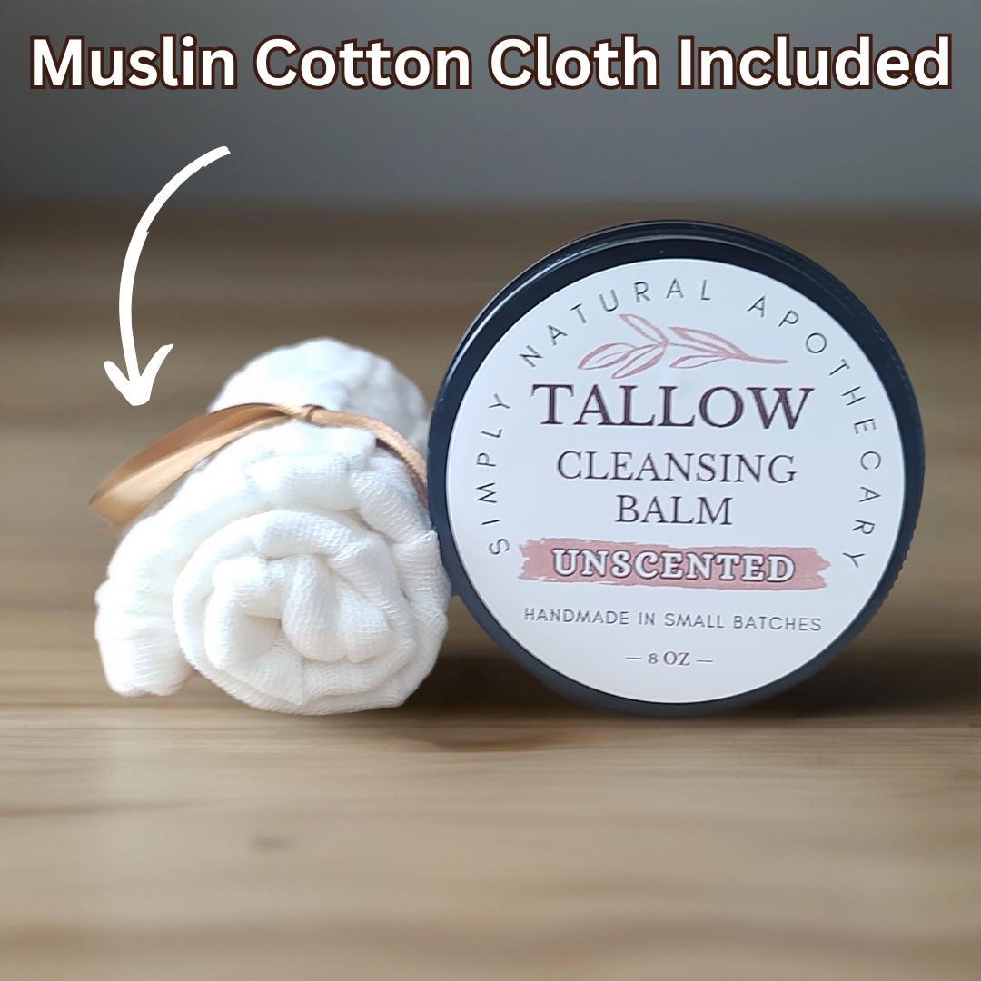 Tallow Balm: Cleanser + Moisturizer with Muslin Cloth