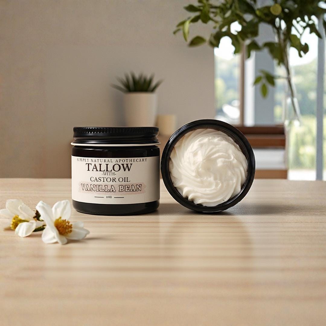 Tallow and Castor Oil Face & Body Cream -Vanilla